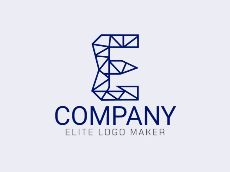 Un logotipo de estilo mosaico que presenta la letra 'E', artísticamente compuesto con varios tonos de azul para un diseño visualmente llamativo e intrincado.