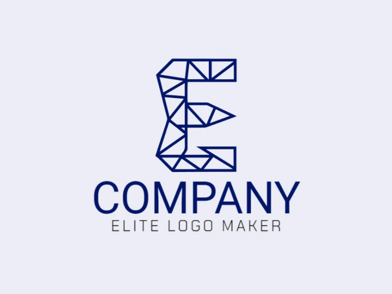 Um logotipo em estilo mosaico com a letra 'E', artisticamente composto com vários tons de azul para um design visualmente impressionante e intrincado.