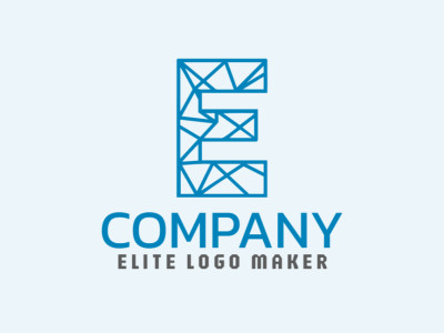 Un logotipo en estilo mosaico con la letra 'E', adecuado para personalización, en tonos de azul.