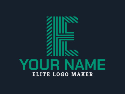 Un logotipo personalizable e inspirador con una letra 'E' rayada en verde vibrante.