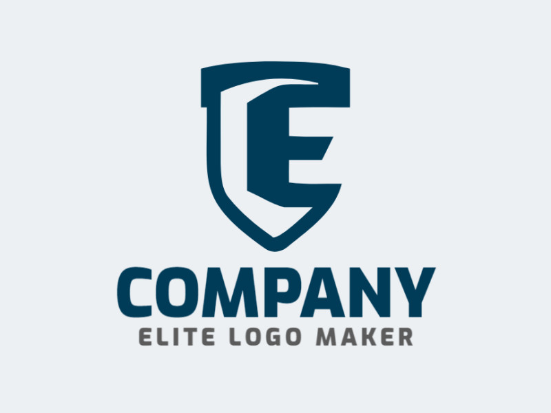 Un logotipo emblema que presenta la combinación de la letra 'E' y un escudo, diseñado con un color azul para una apariencia fuerte y autoritaria.