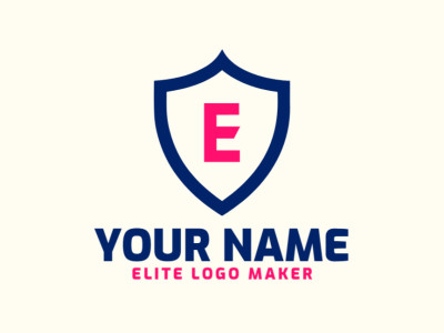 Un diseño de logotipo atractivo con una letra 'E' combinada con un escudo en estilo de emblema.