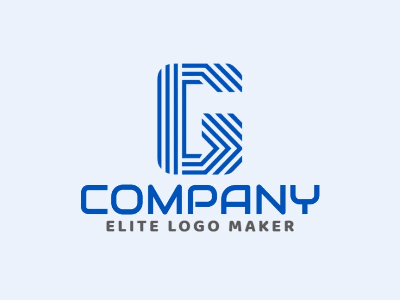 Un logotipo innovador con la letra 'G', elaborado en un estilo de múltiples líneas, transmitiendo profundidad y complejidad con una paleta de colores azul oscuro.