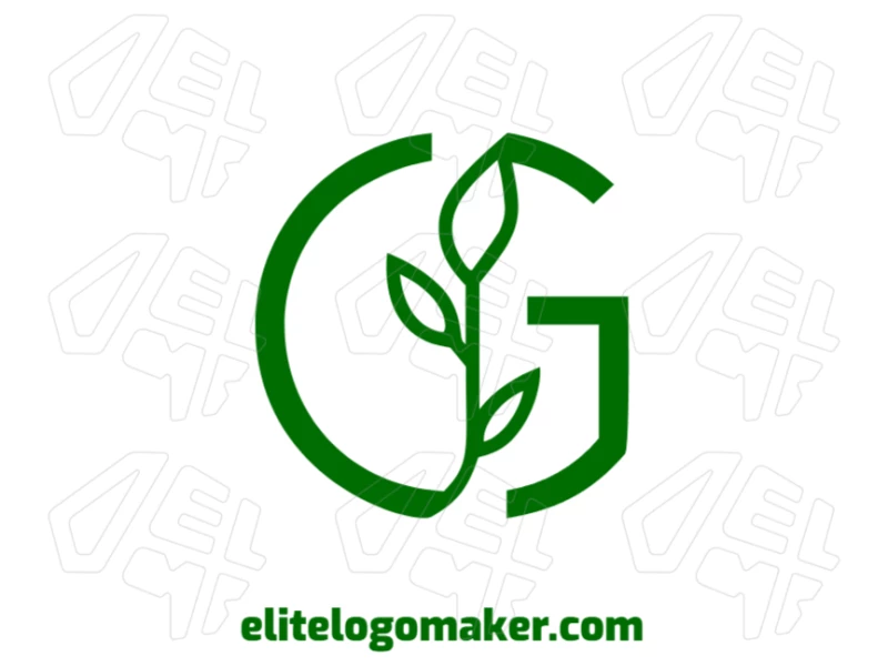 An editable logo featuring the letter "G" combined with a plant with multiple leaves, creating a natural and elegant initial design.