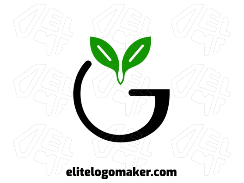 A concept logo featuring the letter "G" combined with two tree leaves, designed in a minimalist style for a fresh and modern visual identity.