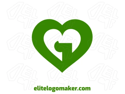 Diseño creativo de logo con la letra "G" dentro de un corazón verde, creando una identidad visual simple pero impactante.