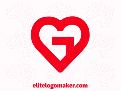 Original and minimalist logo design featuring a red heart shape with the letter 'G' inside, crafted for a quick logo maker.