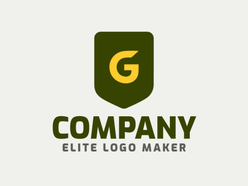 Un logotipo minimalista presenta la letra 'G' dentro de un escudo, diseñado con líneas limpias y formas simples, haciéndolo una opción adecuada y moderna.