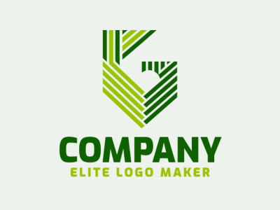 Un logotipo sofisticado con múltiples líneas formando la letra 'G' a rayas, mostrando un diseño elegante con tonos frescos de verde.