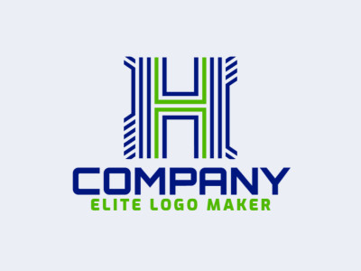 An imaginative logo design featuring the letter 'H' with a captivating blend of green and blue hues.