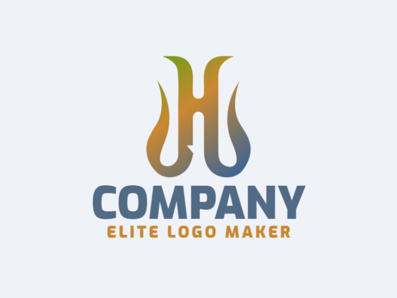 Una vibrante ilustración vectorial de logotipo para una empresa con la letra 'H' en un degradado de verde, azul y amarillo.