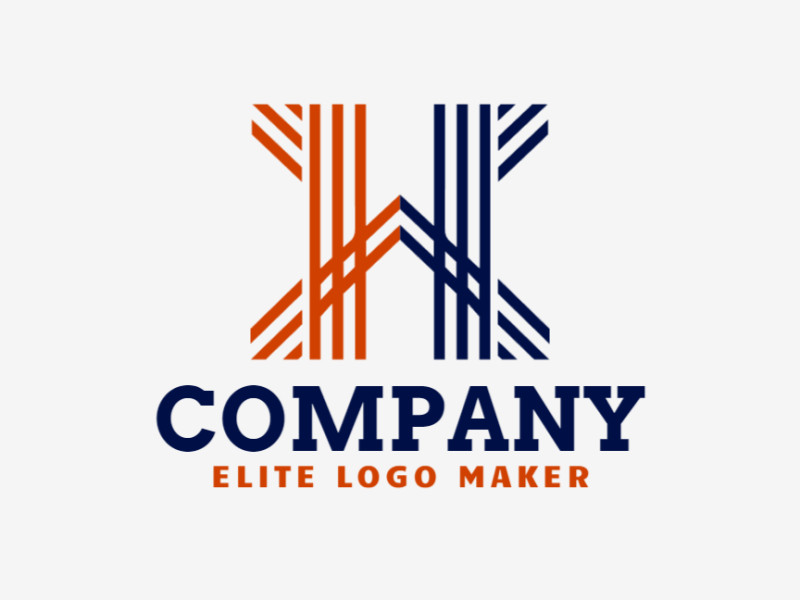 A beautiful and noticeable abstract logo featuring the letter 'H' in dynamic orange and dark blue hues, perfect for a striking visual identity.
