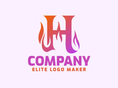 A luxurious logo design featuring the letter 'H' in a gradient of orange and purple, exuding sophistication and elegance.