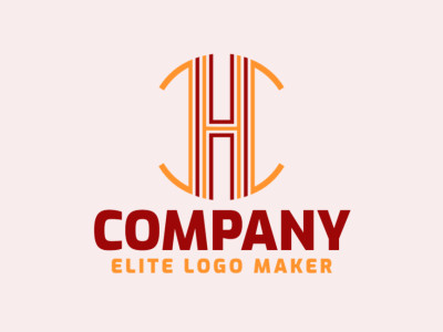 Un logo llamativo con la letra 'H' en múltiples líneas, utilizando tonos de naranja y rojo oscuro para crear un diseño dinámico e impactante.