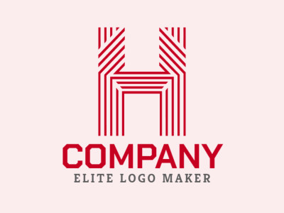Un logotipo monoline sofisticado con la letra 'H', elegantemente diseñado con líneas continuas en rojo.