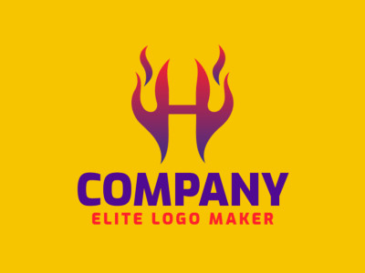 A gradient logo design combining a dynamic 'H' shape with flames, using vibrant orange and purple for a striking and energetic look.