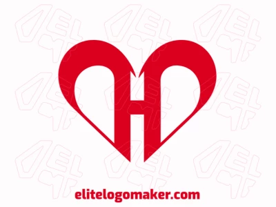 Um logotipo dinâmico e profissional com a letra 'H' combinada com um coração em estilo de letra inicial, projetado para transmitir força e compaixão.
