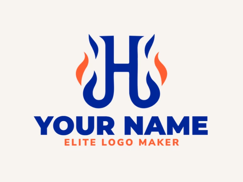 An attractive, budget-friendly logo design featuring the letter 'H' engulfed in dynamic fire flames, creating a bold and fiery initial letter style.