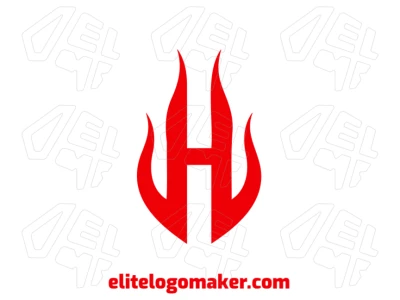 A noticeable logo featuring the letter 'H' in flames with an editable design, created in an initial letter style with bold red fire for a dynamic and striking appearance.