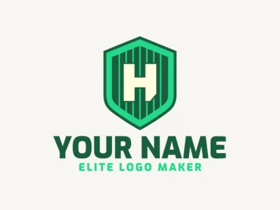 A refined and creative logo template featuring the letter 'H' inside a striped shield, designed as an inspiring emblem with bold lines and intricate details.