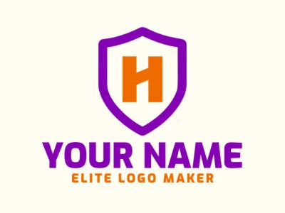 Un diseño de logotipo emblemático que combina la letra 'H' y un escudo medieval, personalizable y perfecto para empresas.