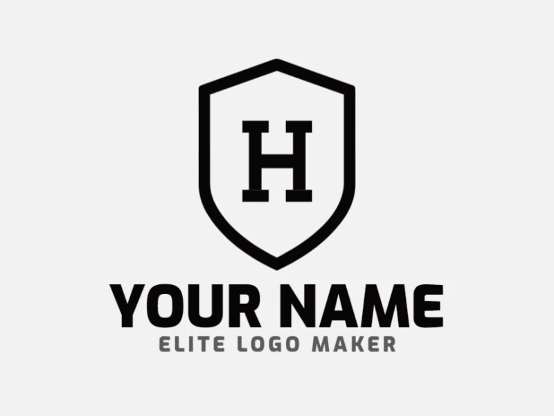 Designed in black, this initial letter logo combines the letter 'H' with a shield, creating a strong and bold visual identity.