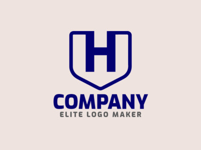 An emblem logo design merging the letter 'H' with a shield, representing strength and protection in blue tones.