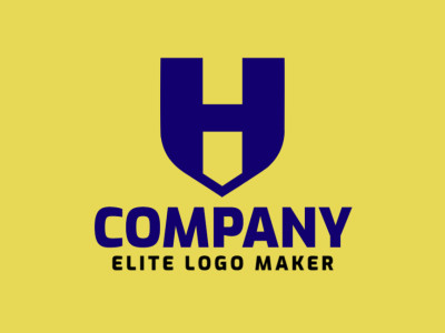 A creative emblem combining the letter 'H' and a shield, with a touch of blue, rendered in vector format, perfect for a distinctive and innovative brand identity.