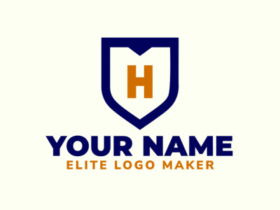 A modern and refined minimalist logo representing the letter 'h' integrated with a shield, embodying a sleek and contemporary design.