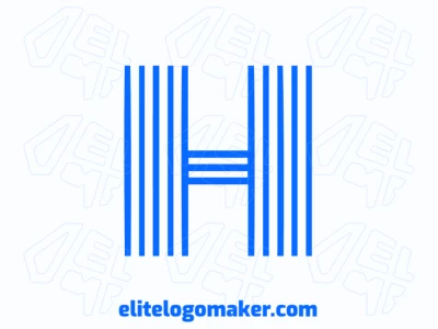 Un logotipo atractivo y minimalista con la letra 'H' en azul, diseñado con líneas limpias y un estilo simple para una identidad visual moderna.