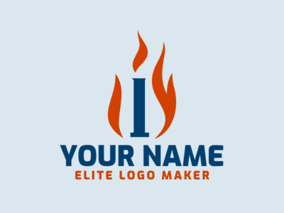 An illustrative logo design for a company, featuring the letter 'I' intertwined with flames in a captivating blend of blue and orange.