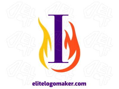 Una llamativa letra inicial "I" dentro de una llama dinámica, creando un impacto visual audaz y energético con un diseño moderno y llamativo.