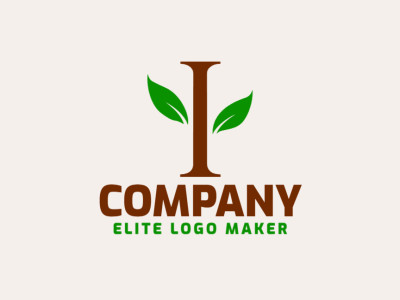 A minimalist logo combining the letter 'I' and a leaf, elegantly designed with green and brown hues, symbolizing growth and sustainability.