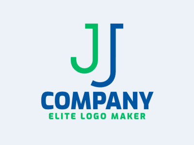 A sleek minimalist logo featuring the letter 'J' with a blend of green and blue hues.
