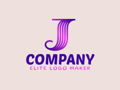 Un logotipo en degradado cautivador con una letra 'J' elegante en tonos púrpura y rosa, ideal para una identidad de marca elegante y contemporánea.
