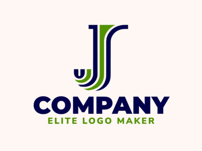 An abstract logo featuring the letter 'J', creatively blending elements in green and dark blue for a unique and modern design.