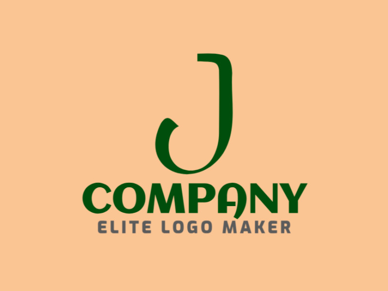 Un logotipo minimalista con la letra 'J' en verde oscuro elegante, que encarna la simplicidad y la modernidad con un toque de elegancia.