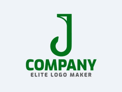 Um design de logotipo minimalista apresentando a letra 'J' em um estilo elegante e moderno, com destaque em verde para um visual fresco e limpo.