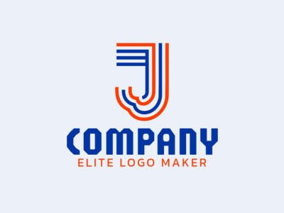 Un logo dinámico con la letra 'J' diseñada en múltiples líneas, combinando naranja y azul oscuro para crear un impacto visual llamativo.