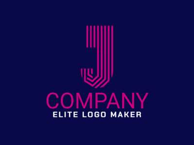 Un logotipo a rayas con la letra 'J', que irradia elegancia y modernidad con un toque de rosa, ideal para una marca elegante y moderna.
