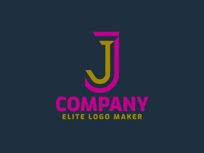 Una plantilla de logo vectorial interesante y minimalista con la letra 'J' en rosa y amarillo, totalmente editable para una marca versátil.