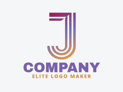 Un template de diseño de logotipo creativo con la letra 'J' en un degradado de azul, púrpura y amarillo, perfecto para un logotipo vectorial dinámico.