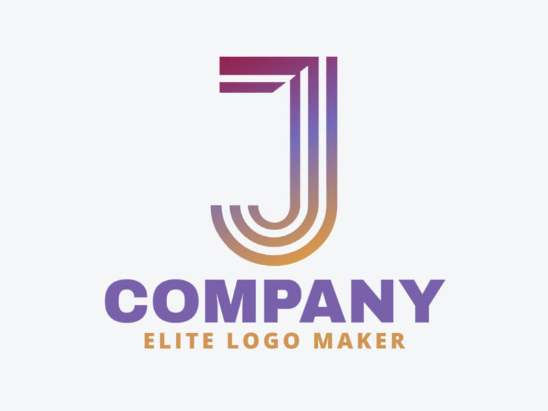 A creative logo design template featuring the letter 'J' in a gradient of blue, purple, and yellow, perfect for a dynamic vector logo.
