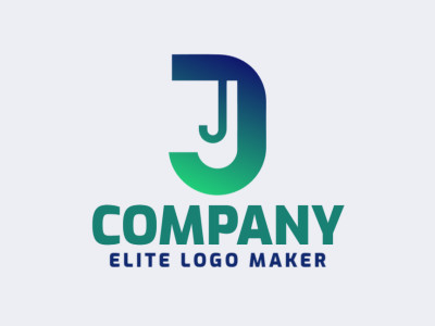 Un diseño de logotipo dinámico con la letra 'J' en un degradado de verde y azul, perfecto para diversos propósitos y evocando energía y creatividad.