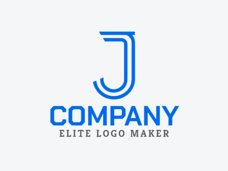 A minimalist logo featuring a blue letter 'J'.