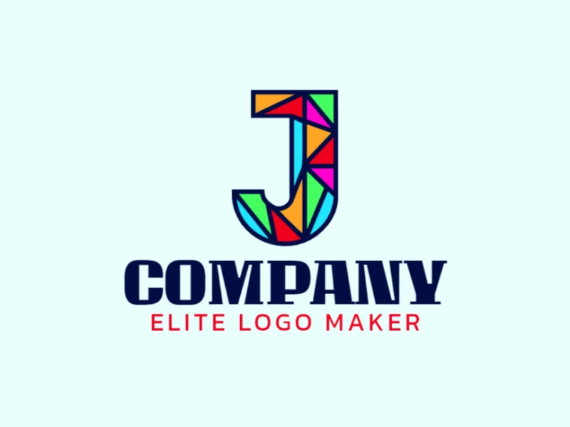 A dynamic logo design featuring the letter 'J' in a vibrant mosaic style, capturing attention and conveying creativity.