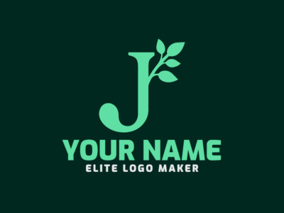 A minimalist logo featuring the letter 'J' combined with a branch of leaves, creating a creative and prominent design.