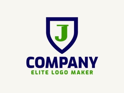 A unique emblem logo combining the letter 'J' with a shield, ideal for a creative company.