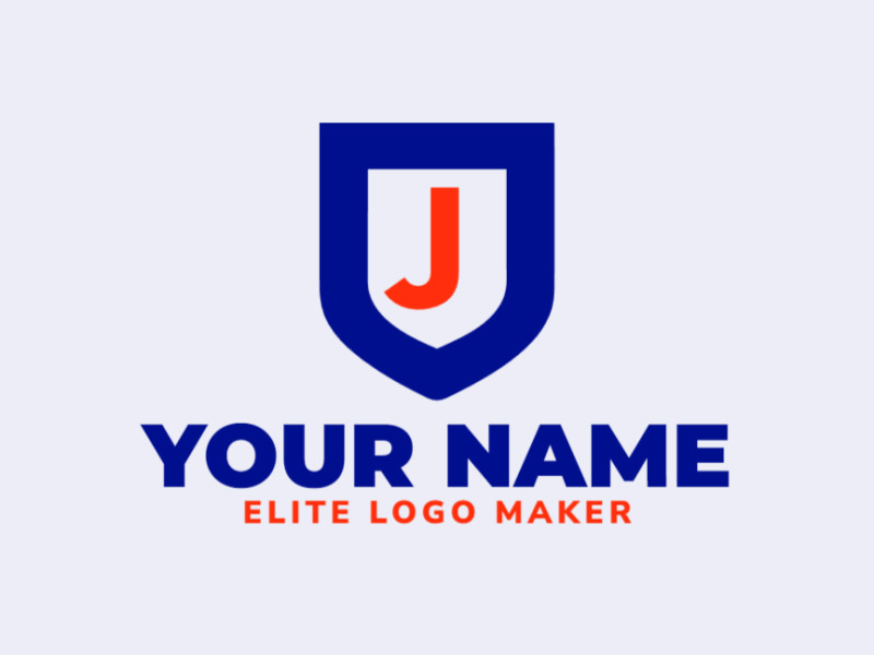 Un logotipo de emblema perfecto que presenta la letra "J" integrada en un escudo rojo y azul oscuro, diseñado para transmitir profesionalismo y confianza.