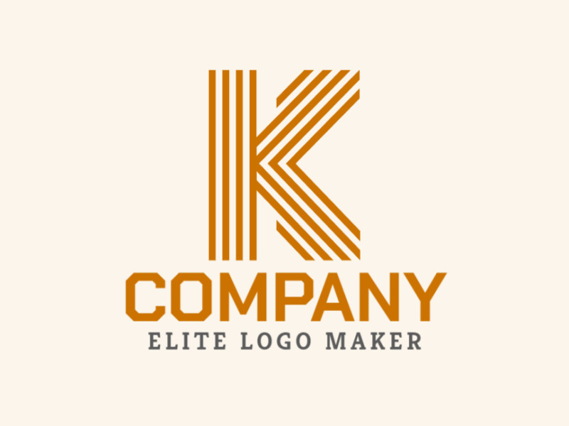 Um logotipo elegante com a letra 'K' composta por múltiplas linhas, projetado em amarelo escuro para um visual moderno e dinâmico.